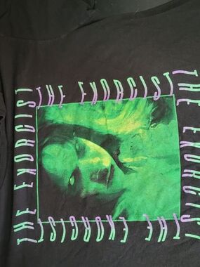 The Exorcist Graphic Tee - Black with Neon Green & Lavender Print
